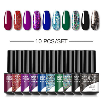 ROSALIND Mini Soak Off Gel Polish Set 10PCS Set Bright For Nail Art Design LED/UV Lamp
